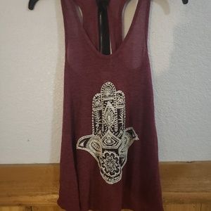 Hamsa knit tied open back tank top